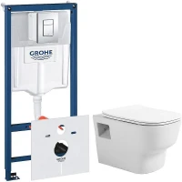 Унитаз с инсталляцией Avimano Tradition 1000090 + Grohe Rapid SL 38775001 с сиденьем Микролифт и клавишей смыва Хром