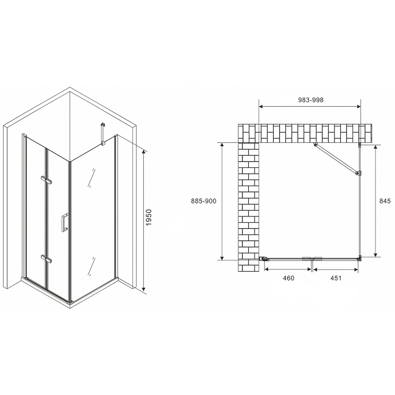 Душевой уголок Abber Zart 100x90 AG08100P-S91 профиль Хром стекло прозрачное