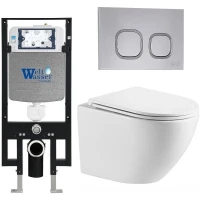 Комплект унитаза с инсталляцией WeltWasser AMBERG 497 + MERZBACH 043 MT-WT + AMBERG RD-CR 10000011411 цвет Белый матовый с сиденьем Микролифт и клавишей смыва цвет Хром