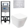 Комплект унитаза с инсталляцией WeltWasser AMBERG 506 + GELBACH 043 MT-WT + AMBERG RD-MT CR 10000011903 цвет Белый матовый с сиденьем Микролифт и клавишей смыва цвет Хром матовый