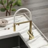 Кухонная мойка Reflexion Como 38 RX2038GD цвет Брашированное золото со смесителем Sancos Imola SC4010BG Золото брашированное Белый
