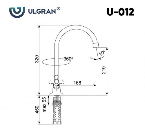 Смеситель для кухни Ulgran Classic U-012-343 Антрацит латунь