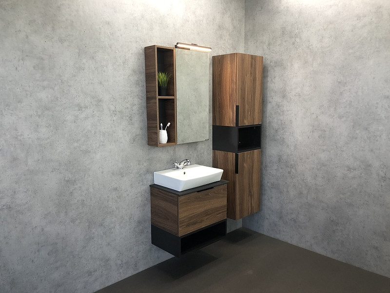 Зеркальный шкаф Comforty Штутгарт 60 00004151036 Дуб темно-коричневый МДФ / ЛДСП, стекло