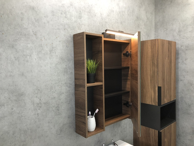 Зеркальный шкаф Comforty Штутгарт 60 00004151036 Дуб темно-коричневый МДФ / ЛДСП, стекло