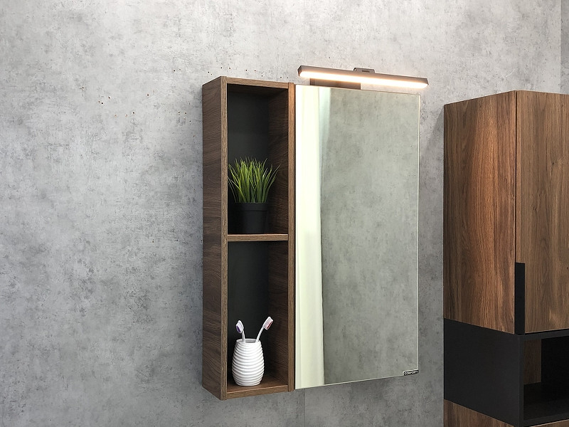 Зеркальный шкаф Comforty Штутгарт 60 00004151036 Дуб темно-коричневый МДФ / ЛДСП, стекло