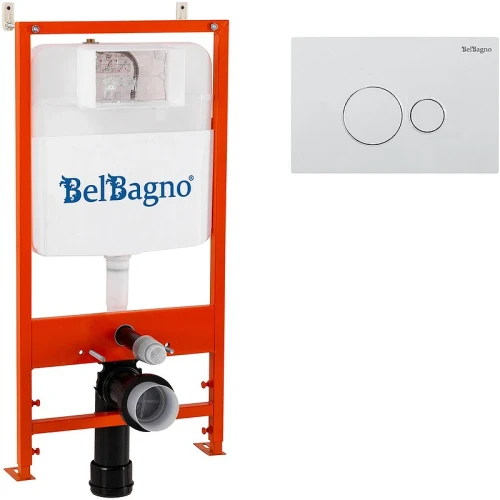Инсталляция BelBagno BB026/BB082BL с Белой глянцевой клавишей смыва пластик