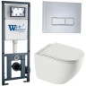 Комплект унитаза с инсталляцией WeltWasser MARBERG 410 + MERZBACH 043 XL GL-WT + MAR 410 SE-CR 10000013803 цвет Белый глянцевый с сиденьем Микролифт и клавишей смыва цвет Хром