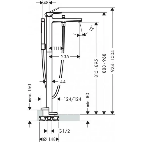 Смеситель для ванны Hansgrohe Metropol 32532700 Белый матовый