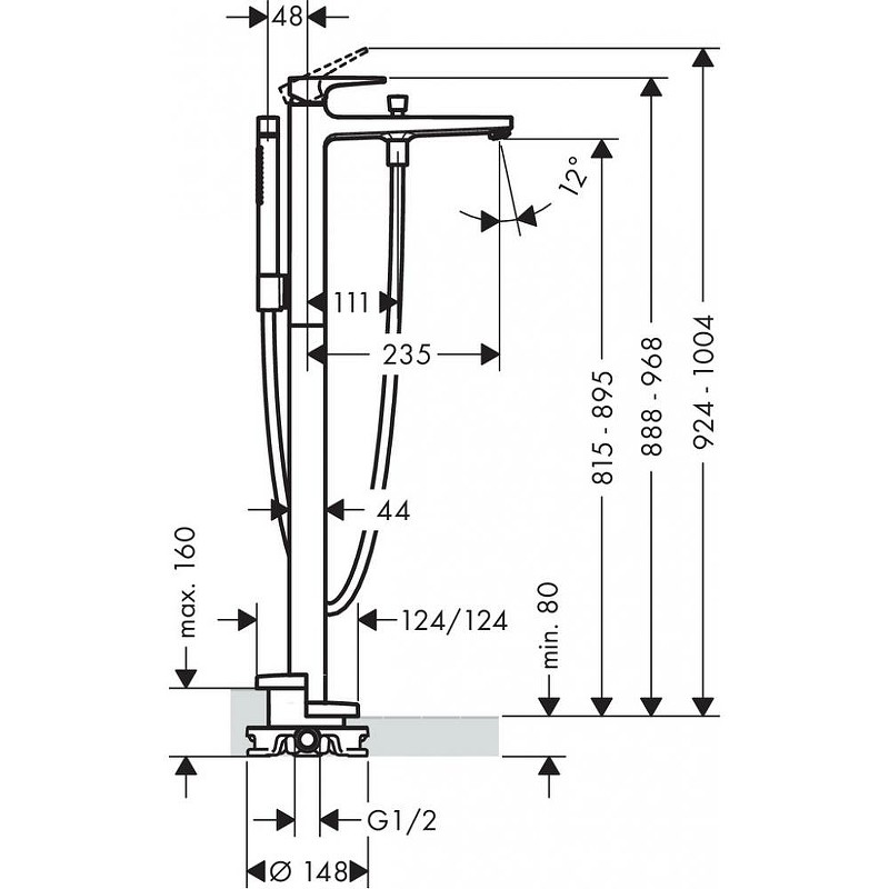 Смеситель для ванны Hansgrohe Metropol 32532700 Белый матовый