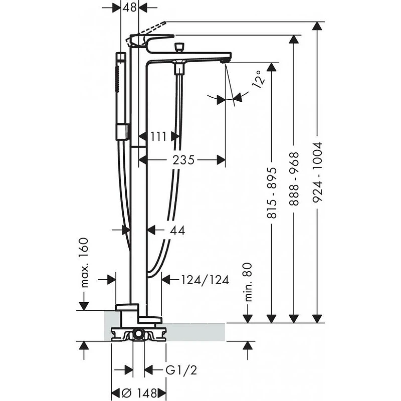 Смеситель для ванны Hansgrohe Metropol 32532700 Белый матовый