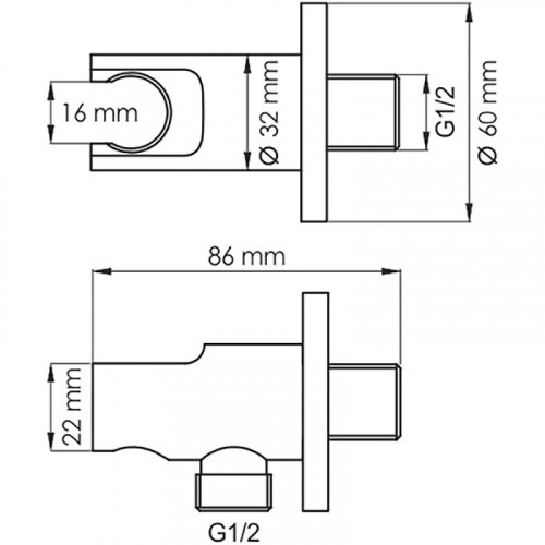 Шланговое подключение WasserKRAFT Elbe A083 Черное матовое латунь на стену