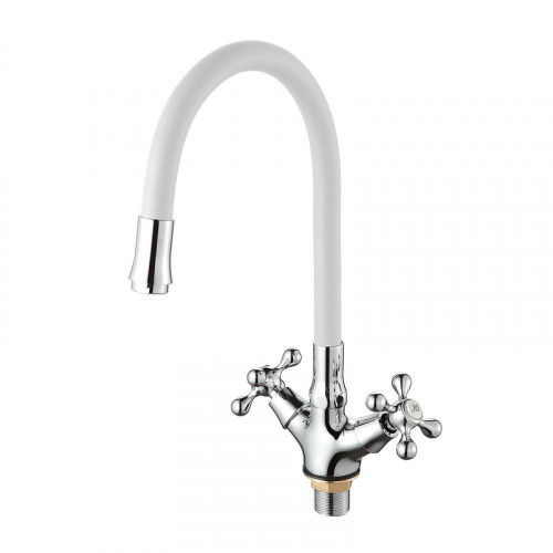 Смеситель для кухни D-Lin D153810-3 цвет  Хром  Белый