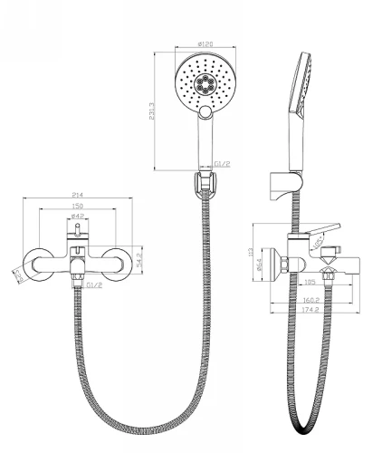 Смеситель для ванны Lemark Minima LM3814C Хром латунь на стену