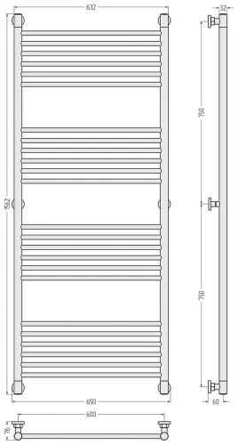 Водяной полотенцесушитель Сунержа Богема+ прямая 150x60 15-0220-1560 цвет Тёмный титан муар