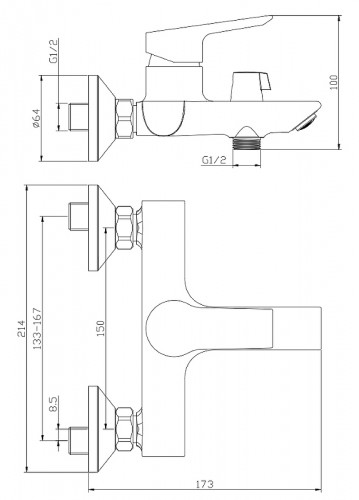 Смеситель для ванны Olive's Sevilla 20201SV Хром латунь на стену