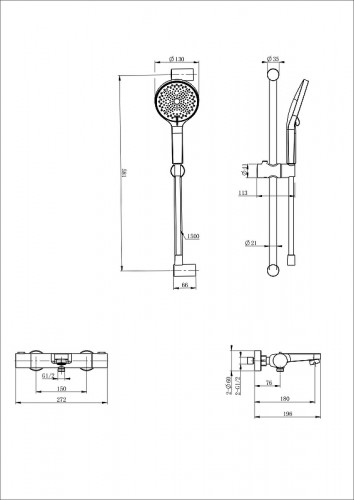 Смеситель для ванны Wonzon &amp; Woghand WW-C2018-A-BG с термостатом цвет Брашированное золото