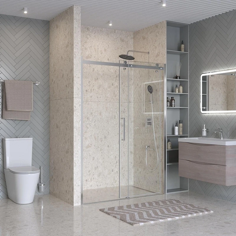 Душевая дверь BelBagno Marino 2 140 MARINO-2-BF-1-140-C-CR профиль Хром стекло прозрачное