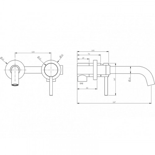 Смеситель для раковины Milacio Ultra MCU.552.MB Черный матовый нержавеющая сталь встраиваемый