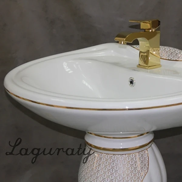 Раковина Laguraty 69 0766B Белая фаянс на пьедестале