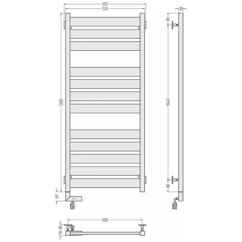 Электрический полотенцесушитель Сунержа Центурион 2.0 1200x500 L 15-5602-1250 Темный титан муар нержавеющая сталь