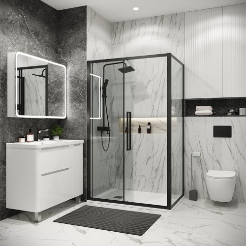 Душевой уголок Grossman Cosmo 110х80 120.K33.02.1180.21.00 профиль Черный матовый стекло прозрачное