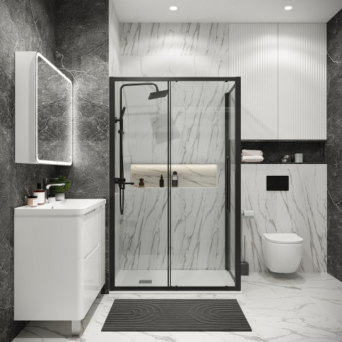 Душевой уголок Grossman Cosmo 110х80 120.K33.02.1180.21.00 профиль Черный матовый стекло прозрачное