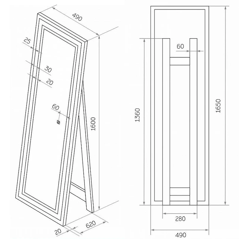 Зеркало Maretti Umbria 49 UM1449165P18EL с подсветкой цвет Черный с сенсорным выключателем и диммером