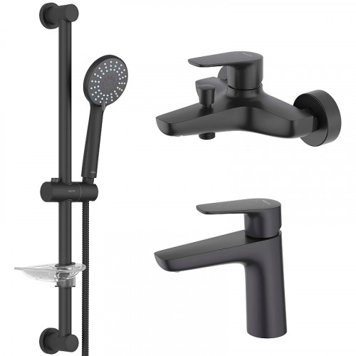 Комплект смесителей Aquatek Бетта AQ1130MB Черный матовый латунь