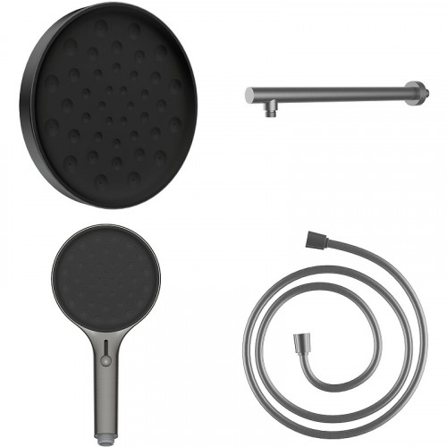 Комплект верхнего и ручного душа Vincea Inspire VSHH-3I2AHGM Вороненая сталь латунь на стену