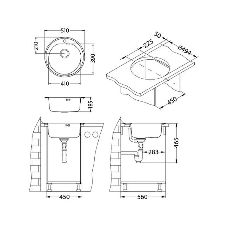 Кухонная мойка Alveus Form 30 LEI-90 FI 510x185 1116757 Перфорированная сталь