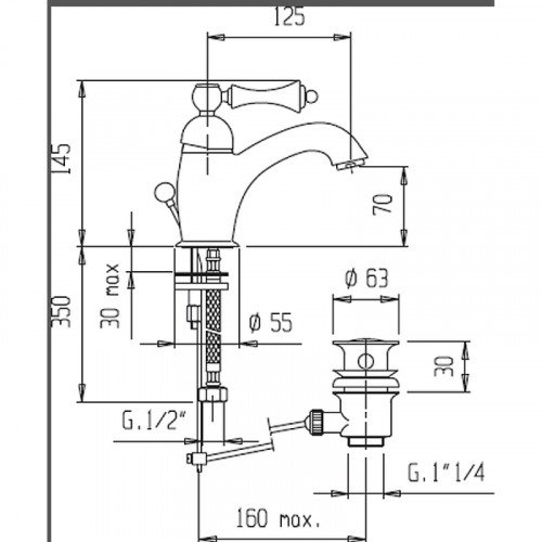 Смеситель для раковины Cezares MARGOT-LSM1-NOP Черный матовый латунь