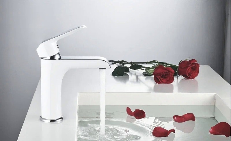 Смеситель для раковины Rose R21F R2101F Белый Хром латунь