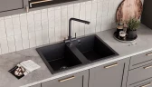Кухонная мойка Ulgran Classic U-608-309 Темно-серая искусственный камень (литьевой мрамор) встраиваемый