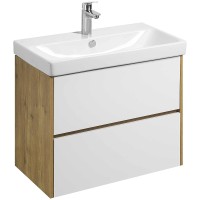 Тумба под раковину Aquaton Сканди 80 1A283001SDZ90 подвесная Белый глянец Дуб рустикальный МДФ / ЛДСП