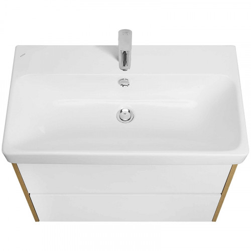 Тумба под раковину Aquaton Сканди 80 1A283001SDZ90 подвесная Белый глянец Дуб рустикальный МДФ / ЛДСП