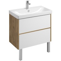 Тумба под раковину Aquaton Сканди 80 1A283001SDZ90 подвесная Белый глянец Дуб рустикальный МДФ / ЛДСП
