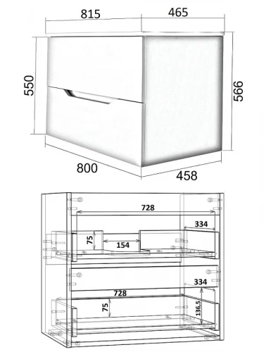 Тумба с раковиной Agger Свит 80 SWE800ETBL-3800W подвесная цвет Черный матовый