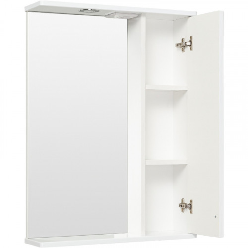 Зеркало со шкафом Runo Мерида 58 R 00-00000740 с подсветкой Белое МДФ / ЛДСП, стекло