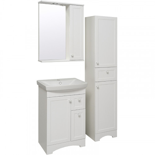 Зеркало со шкафом Runo Мерида 58 R 00-00000740 с подсветкой Белое МДФ / ЛДСП, стекло