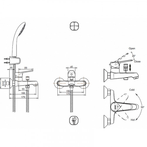 Смеситель для ванны Bravat Eco F6111147C-B Хром латунь на стену