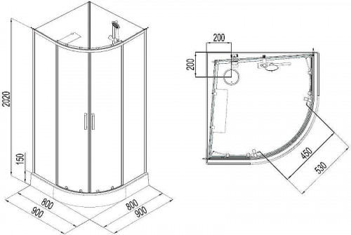 Душевая кабина Aquanet Passion EVO R Black 90х90 267257 без гидромассажа