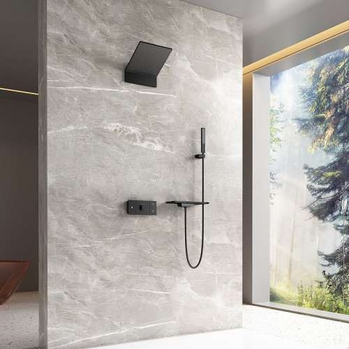 Смеситель для ванны Vincea Futura VSFW-2F110TMB с термостатом Черный матовый латунь встраиваемый