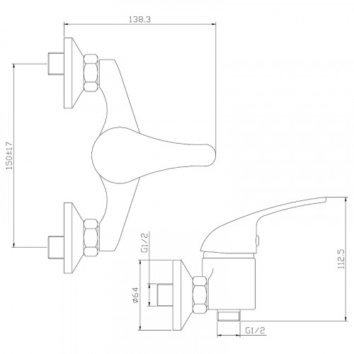 Смеситель для душа Rossinka Y40-41 Хром