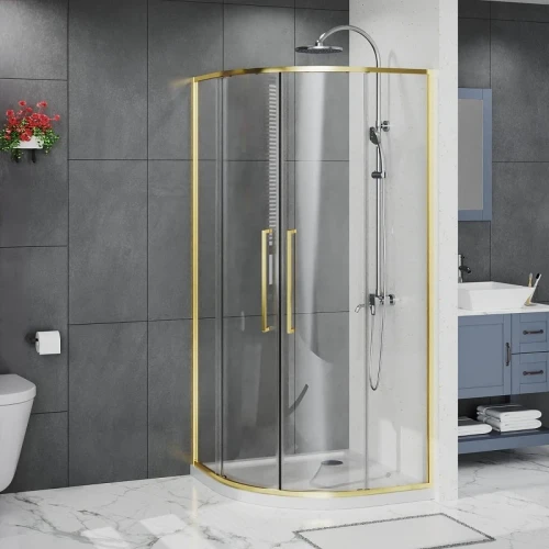 Душевой уголок Azario Shanghai 100х100 AZ-S43-100-BGL-CL профиль Брашированное золото стекло прозрачное