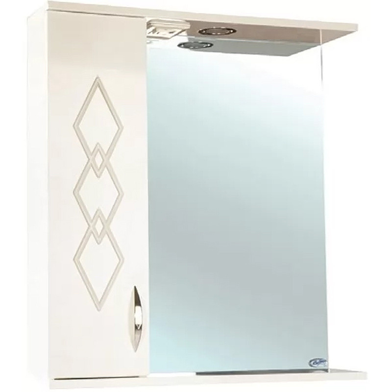 Зеркало со шкафом Bellezza Элеганс 60 L 4618609522074 с подсветкой Бежевое МДФ / ЛДСП, стекло