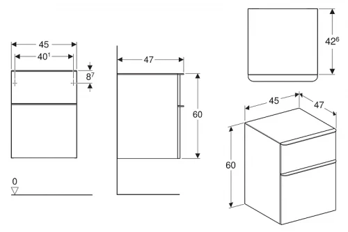 Тумба Geberit Smyle Square 45 500.357.JR.1 подвесная Пекан МДФ / ЛДСП