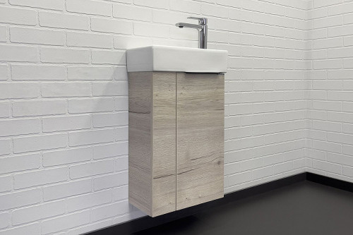 Тумба с раковиной Comforty Асти 40 00-00013798 подвесная Дуб дымчатый МДФ / ЛДСП