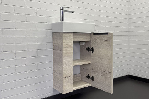 Тумба с раковиной Comforty Асти 40 00-00013798 подвесная Дуб дымчатый МДФ / ЛДСП