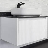 Тумба с раковиной Comforty Марсель 75 00-00013395 подвесная Белая матовая Калакатта Блэк