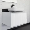 Тумба с раковиной Comforty Марсель 75 00-00013395 подвесная Белая матовая Калакатта Блэк
